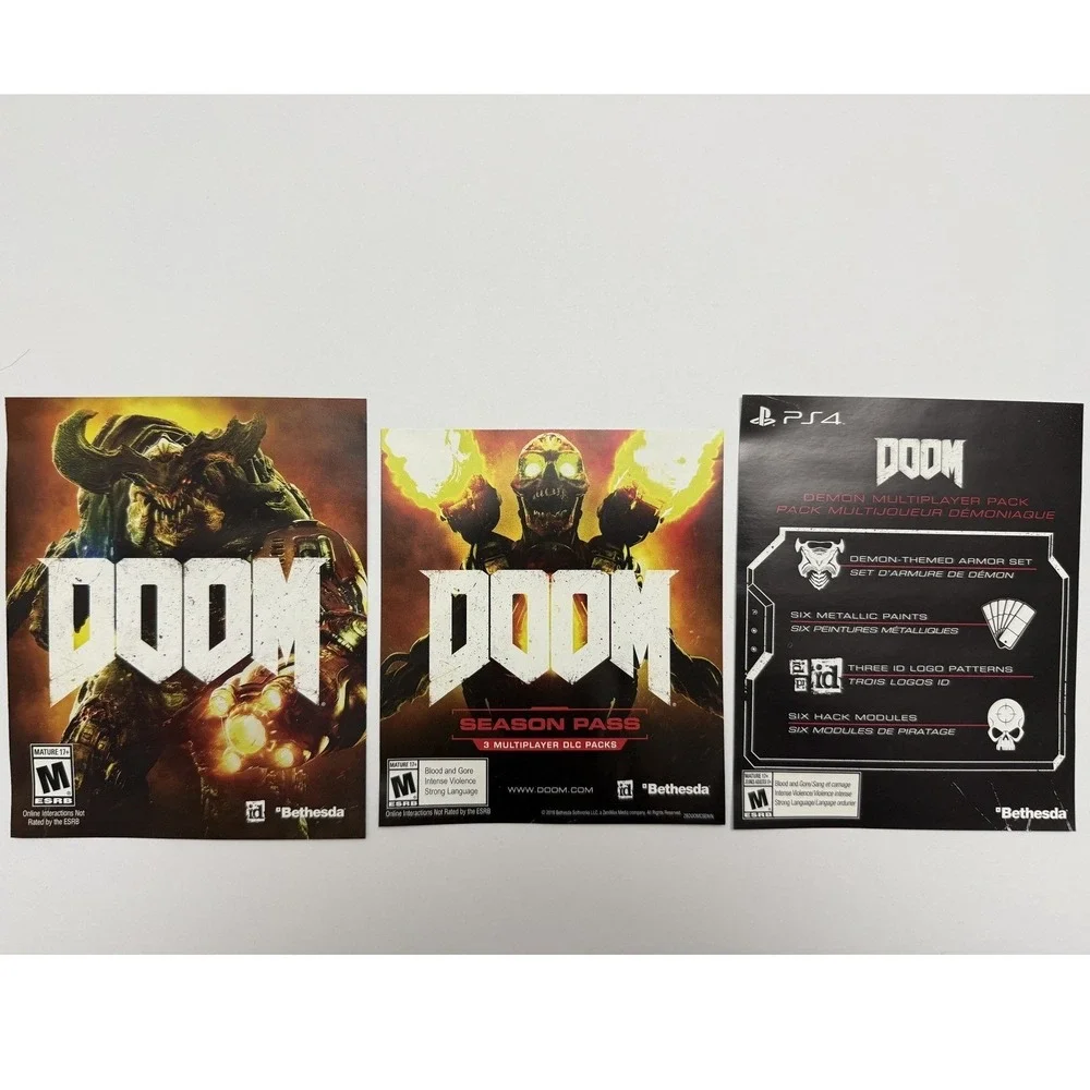 DOOM (Sony PlayStation 4, 2016) Complete CIB Case Disc Inserts Reversible Cover